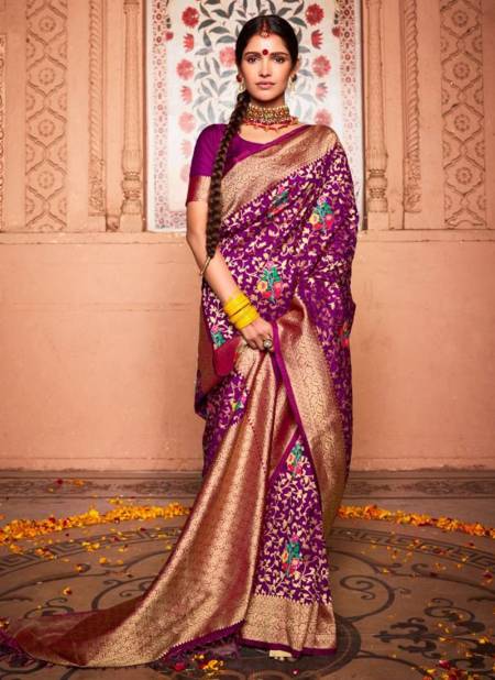 Purple Colour RAJYOG AARDHANGINI SILK Heavy Fancy Festive Wear Latest Designer Saree Collection 18005